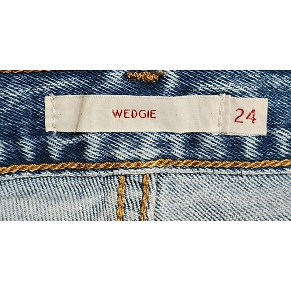 Levi's Womens Wedgie Jeans 24/27 Big E Button-Fly Blue Cotton-Spandex Distressed - Picture 13 of 16